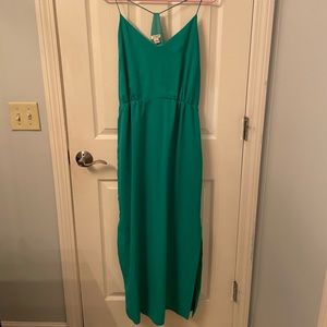 J.Crew sea green long dress with slits on both sides Size 12